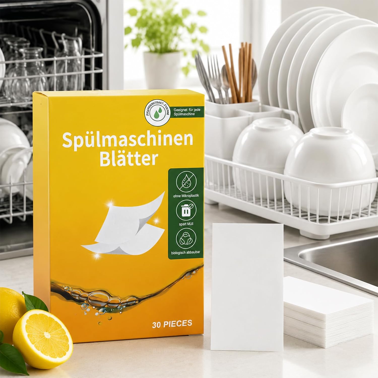 Dishwasher Sheets Pack of 120 Dishwasher Sheets Dishwasher Liquid Strips Deep Cleaner Powerful Dishwasher Tablets Lemon