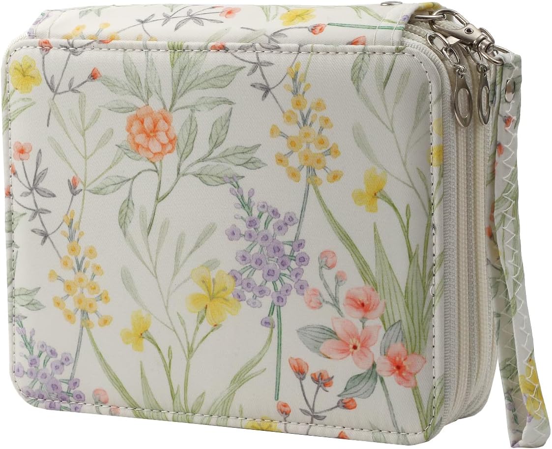 Colored Pencil Case - 72 Slots Pencil Holder with Zipper Closure Twill Fabric Large Capacity Pencil Case for Watercolor Pens or Markers, Pencil Organizer for Artist