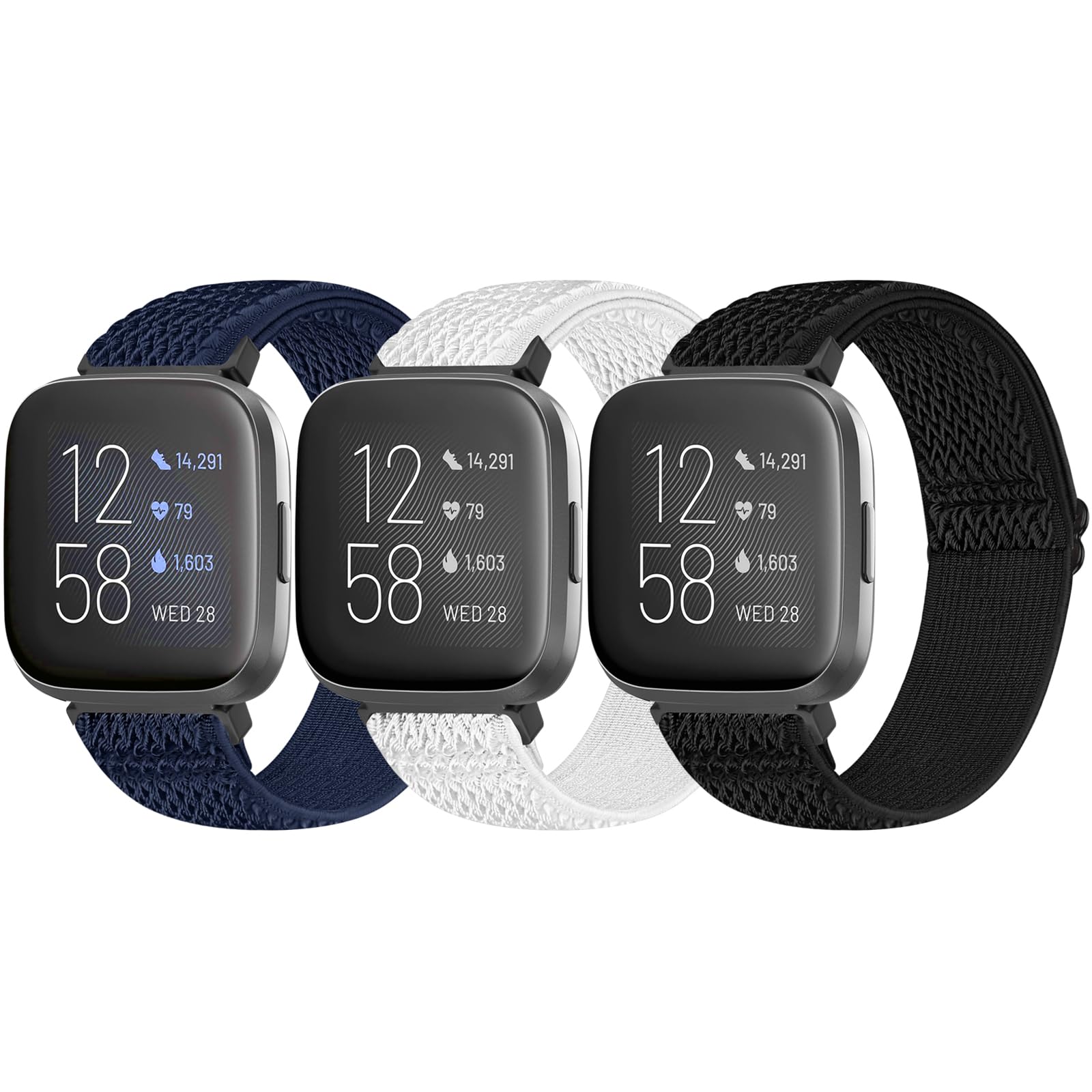 Bcuckood 3 Pack Elastic Straps Compatible with Fitbit Versa 2/Versa Lite/Versa SE
