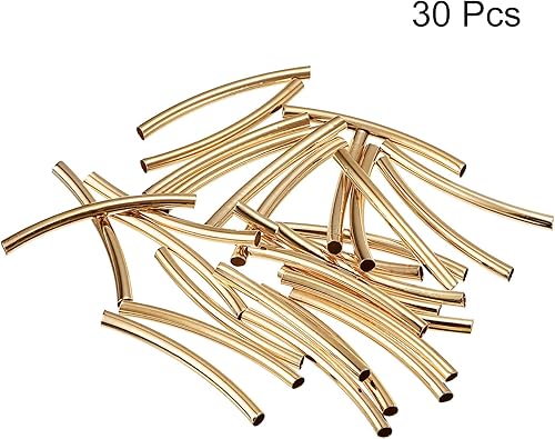 Miniatura 8 de uxcell Cuentas de tubo curvo de latón, 0.118 in x 1.575 in, cuentas espaciadoras brillantes de 0.102 in de diámetro interior para proyectos de