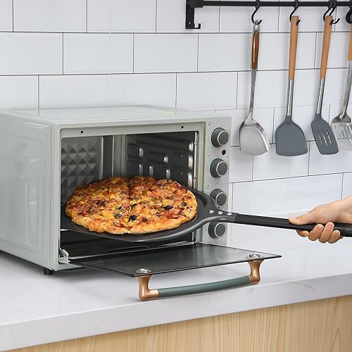 Miniatura 6 de VIKCOLEE Peeling perforado para pizza, 12 x 14 pulgadas, rectangular para torneado de pizza, profesional de aluminio anodizado antiadherente para