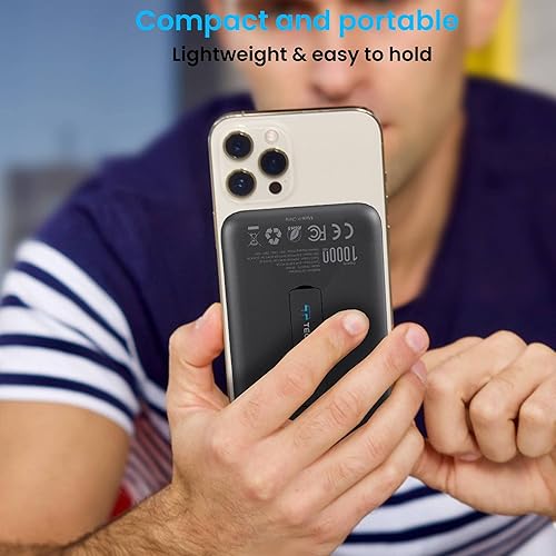 Miniatura 8 de TECHSMARTER Cargador portátil inalámbrico magnético USB-C de 10000 mAh 18 W, batería compatible con iPhone 16, 15, 14, 13, 12