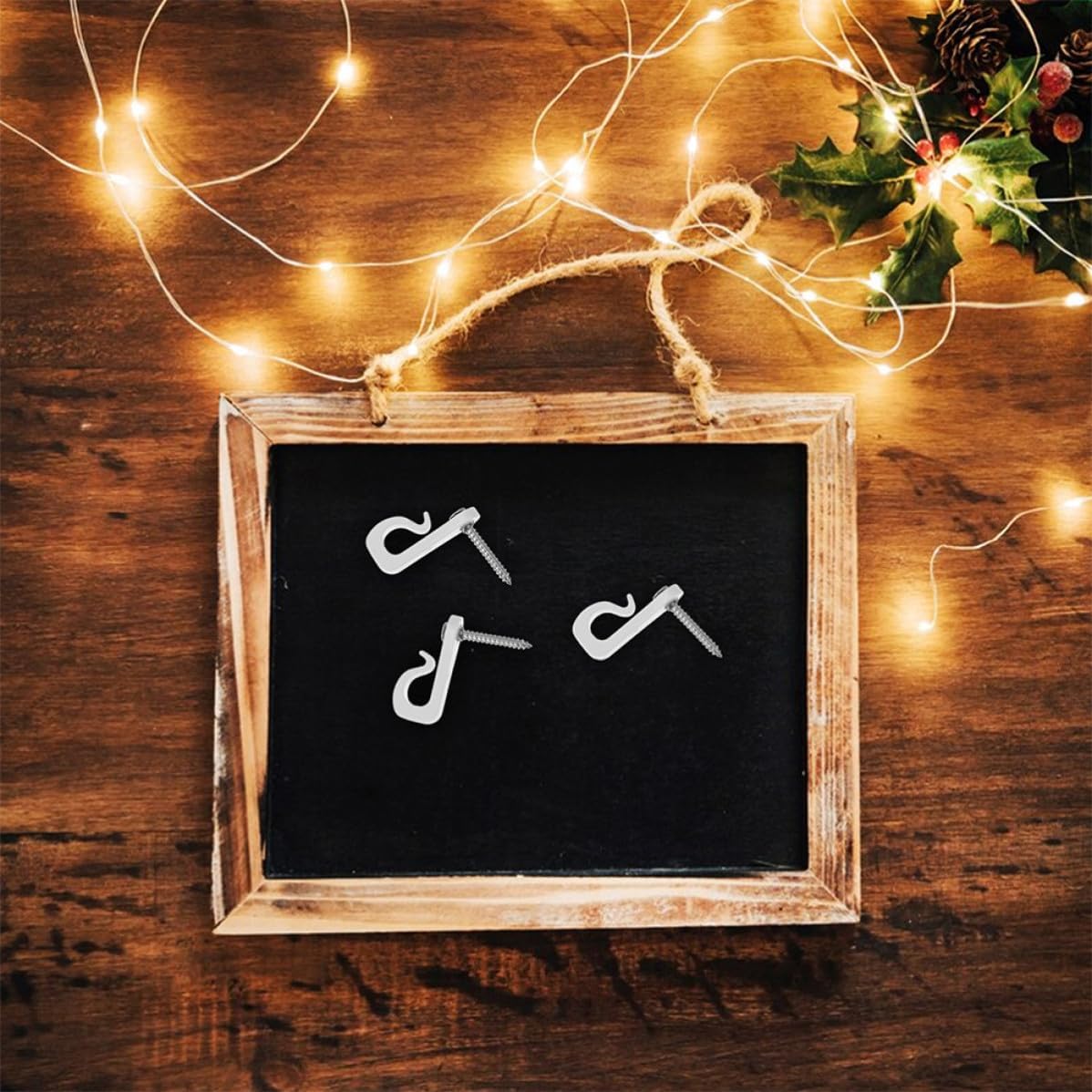 Mikinona 10pcs White Screw Hanger Hooks for Outdoor String Lights LED Lamp Clips Plant Basket Hangers Versatile Light Hanging Hooks for Patio Birthday Valentine Day Year Decorations