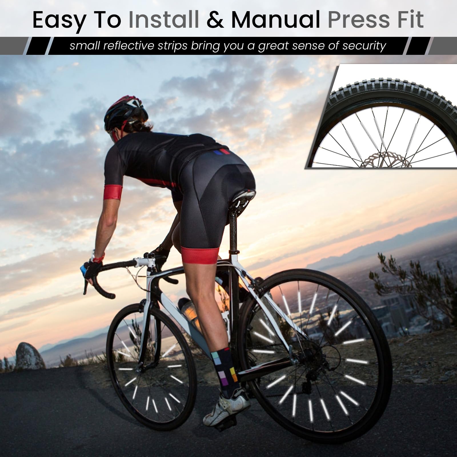Lot De 72 Réflecteurs De Rayon De Vélo – 75 Mm, Vert, Fixés Sans Outils – Visibilité 360° à 300 M – Pour Roues De 36 Rayons