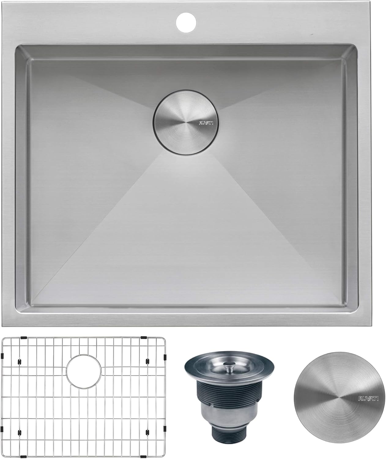 Ruvati 25 x 22 x 12 inch Rounded Corner Topmount Laundry Utility Sink - Deep Laundry Sink - 16 Gauge Stainless Steel Utility Sink - RVU6015