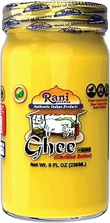 Rani Ghee Pure & Natural from Grass Fed Cows (Clarified Butter) 8oz (227g) ~ Glass Jar | Paleo Friendly | Keto Friendly | Gluten Free | Product of USA