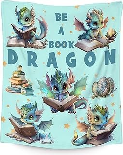 Dragon Throw Blanket - Soft, Fuzzy & Warm - 40x50 Inches Lap Size Blanket for Couch, Office - Green Cute Throw Gift for Girls, Boys