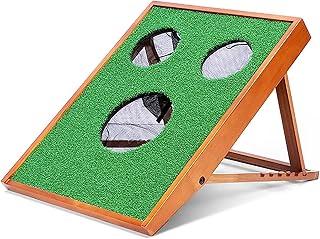 3/4 hole Solid wood Golf Practice Chipping Net,Adjustable height Golfing Target Net, Portable Golf Training Net with 6 speed adjustable for Outdoor Indoor Home Backyard Accuracy and Swing Practice