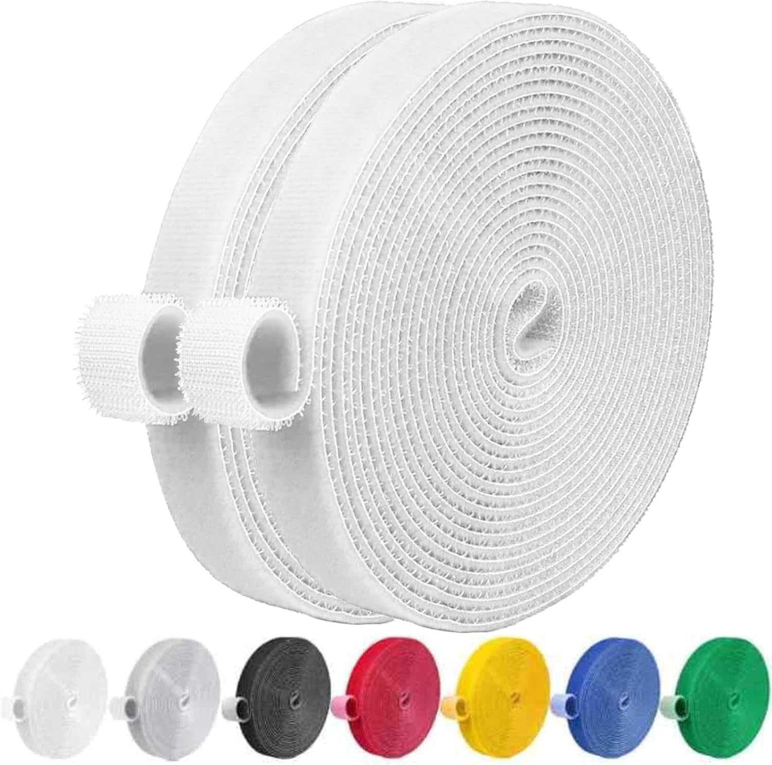 IFNOW 32FT Reusable Fastening Tape Cable Ties Double-Sided Hook-and-Loop Cable Management Tape Strength and Durability 0.4''/Width (2, White)