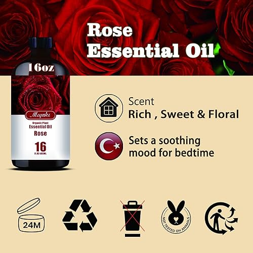 Miniatura 7 de Aceite esencial de rosa - Aceite de fragancia de rosa 16.33oz (490ml) - 100% aroma natural puro para difusores, velas, fabricación de jabón y