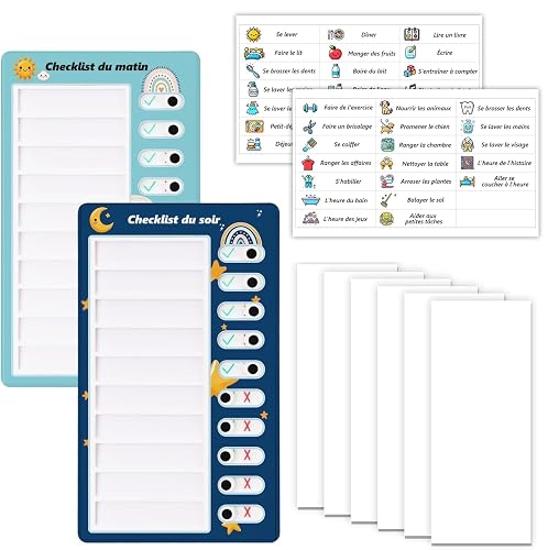 2PCS Checklisten-Boards für Kinder: Aufgabenplaner, Verhaltens-Chart & Ablauffplaner mit abnehmbaren