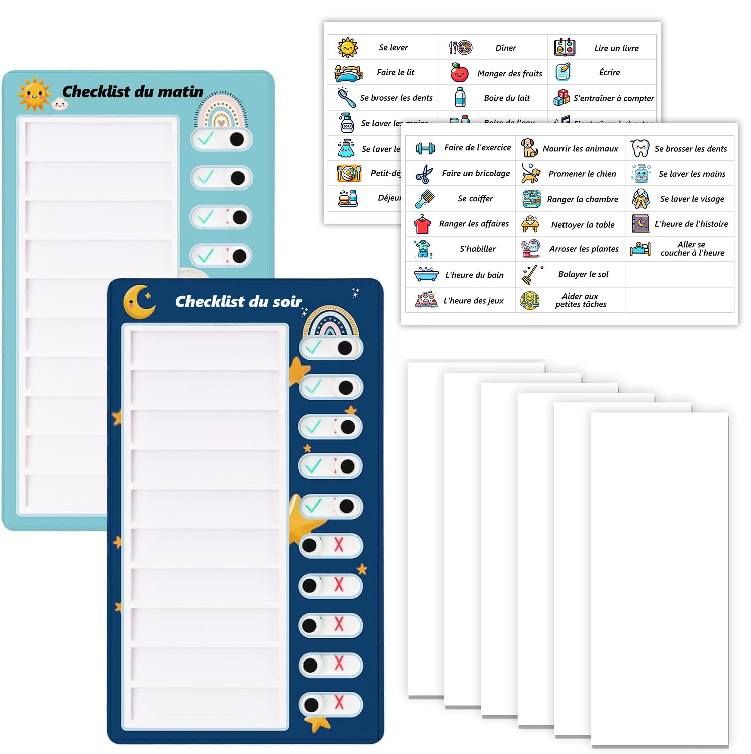 Tableaux de Routine pour Enfants - To Do List, Planning des Tâches, Tableau de Comportement avec Listes Détachables