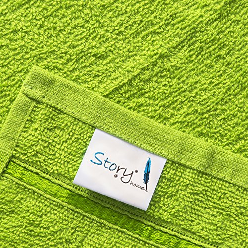 Image of Story@Home Navy 100% Cotton 450 GSMSet of 12 Face Towels, Green and Navy