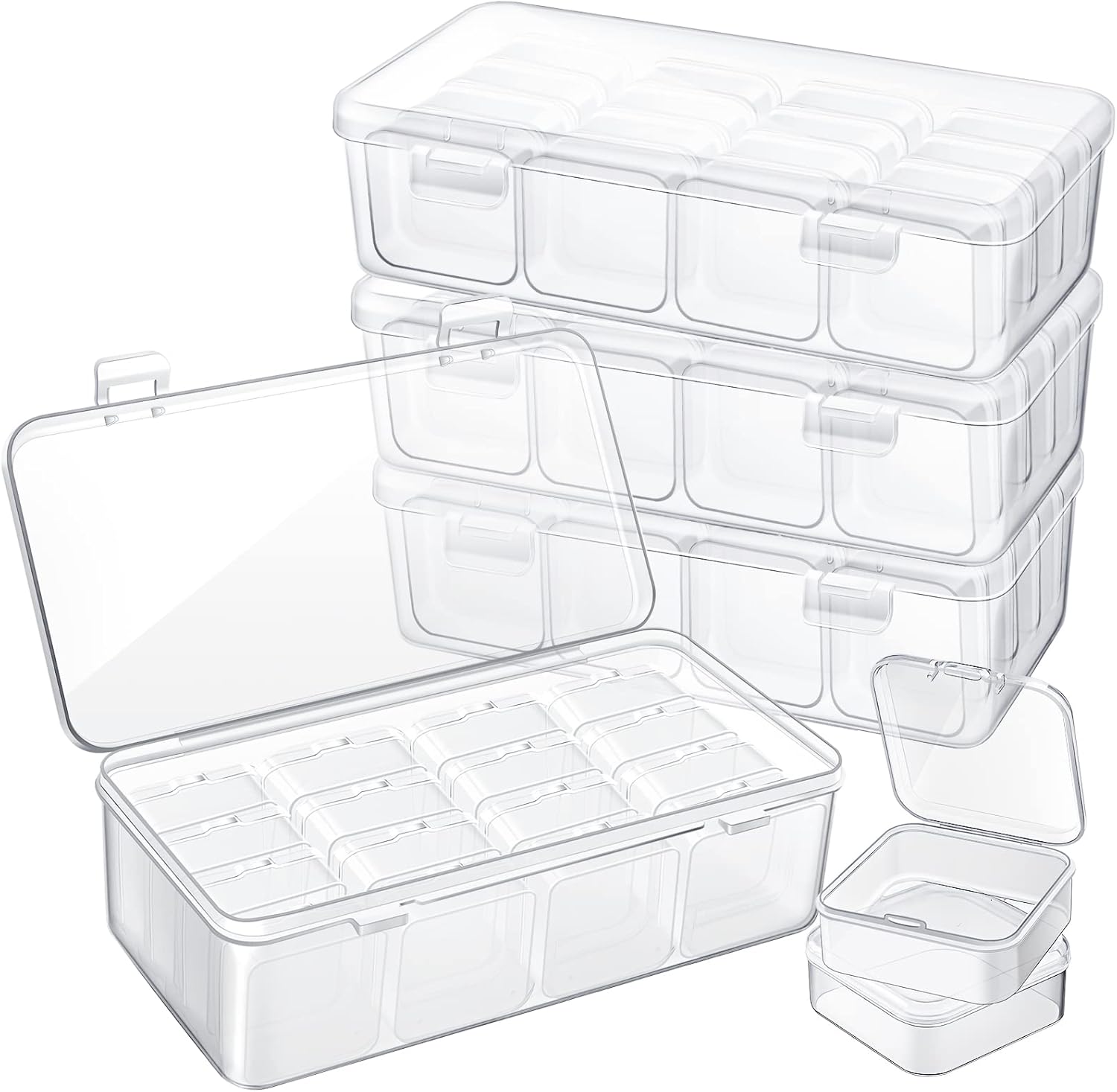 48 Pieces Small Bead Organizer Storage Plastic Clear Bead