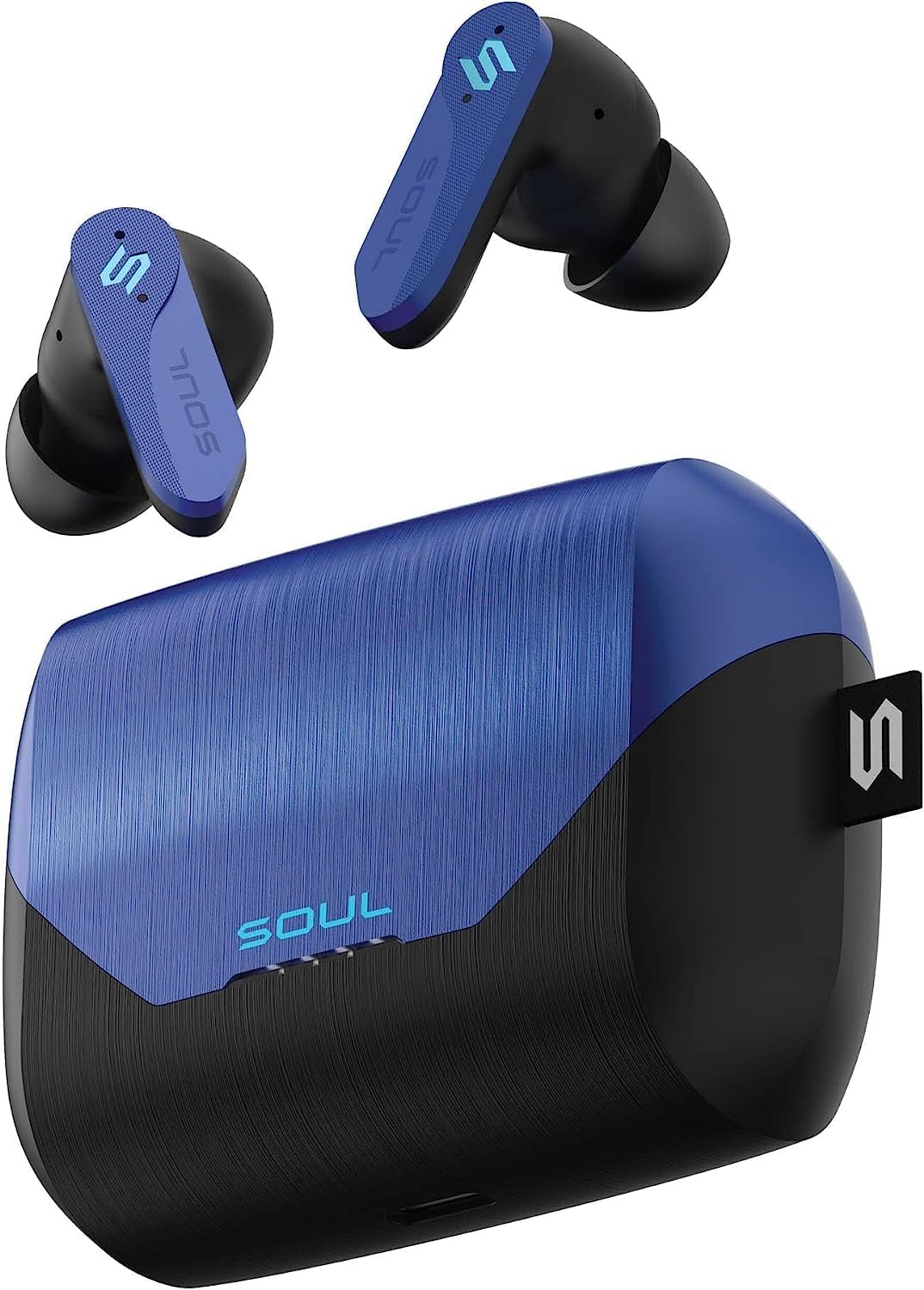 New Soul S-Play Bluetooth Wireless Earbuds | 40ms Low Latency, Gaming, and Entertainment in-Ear Headphones with Microphone | Water Resistant, Wireless Charging Case, 28 Hours of Playtime | Beta Blue