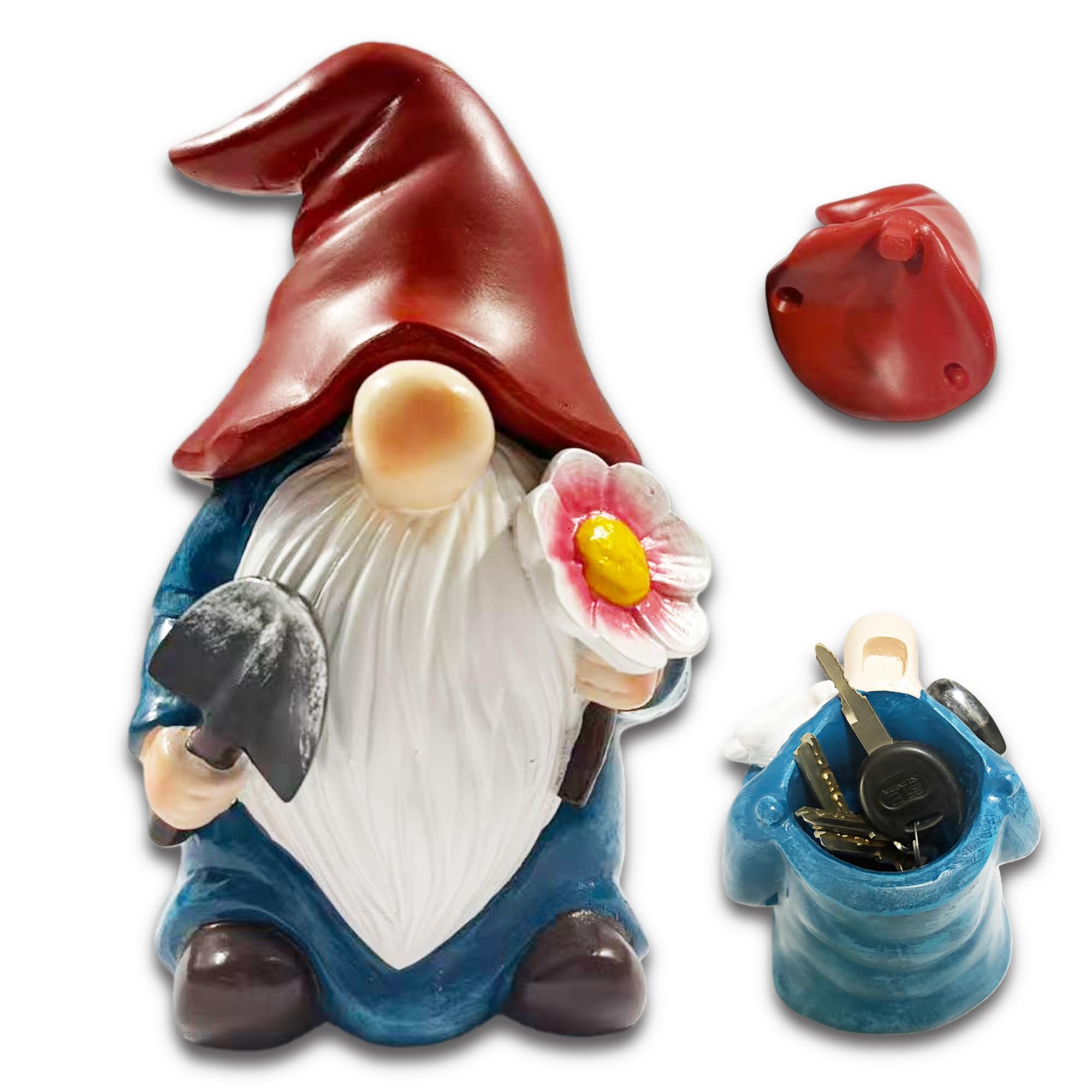Aogigigio Hide a Key Outside - Key Hider Outdoor Garden Gnomes Statues Hidden Key Box for Lawn House Decor 7.48 Inch
