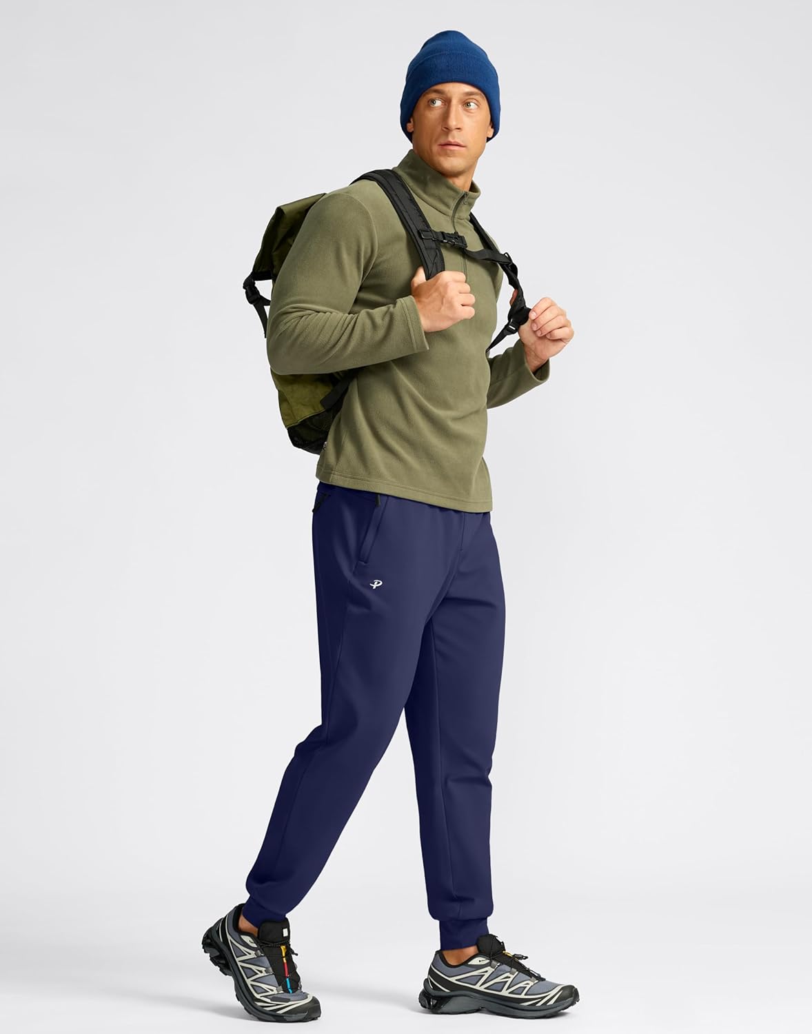 Pudolla Men's Fleece Joggers with 3 Zipper Pockets Warm Athletic Pants Winter Workout Gym Running Sweatpants for Men - Image 3