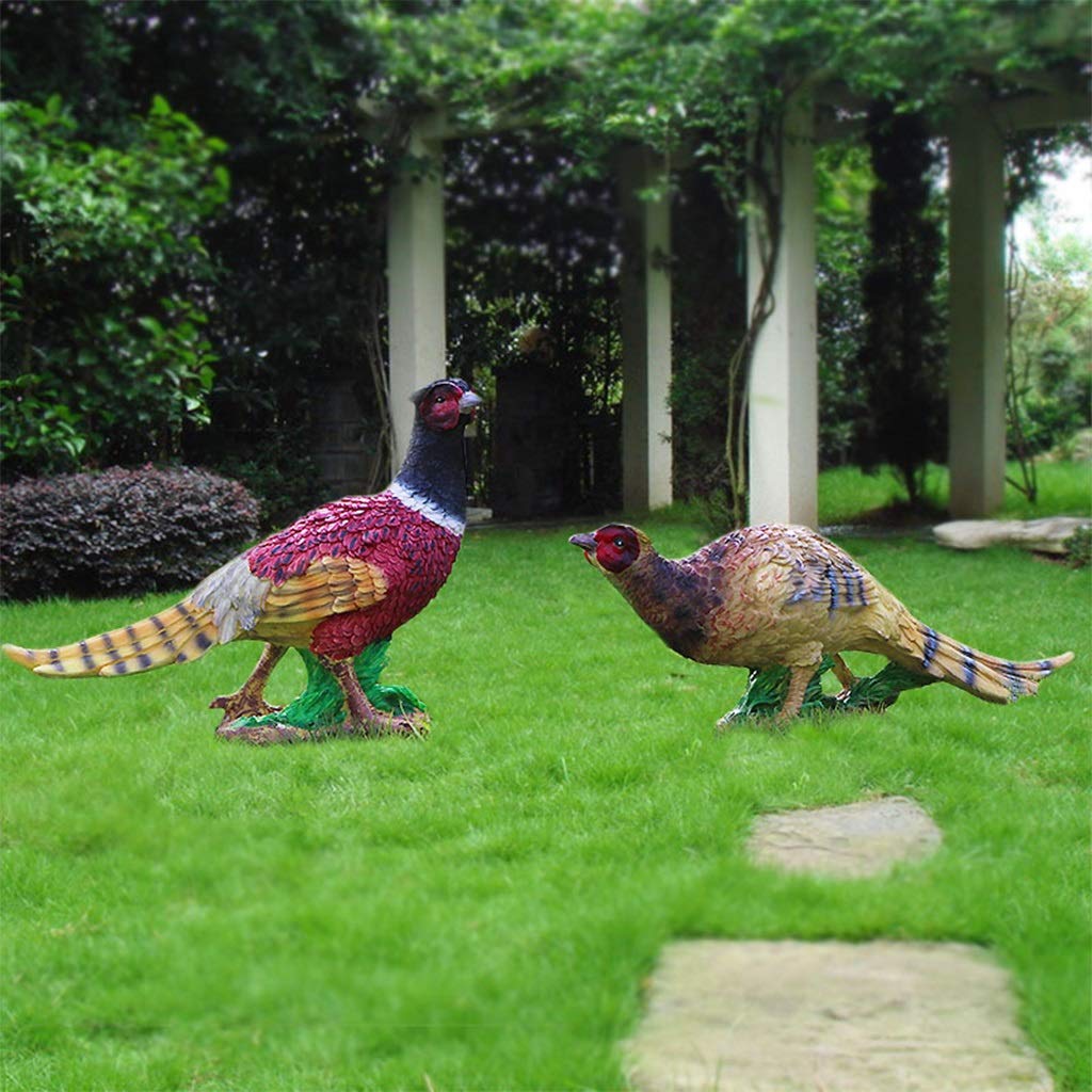 Gartenstatuen, Outdoor-Dekor, Balkonfigur, Outdoor-Statuen, Outdoor-Simulation, Fasan-Skulptur, Gartentier, Kunstharz(32 * 12 * 23cm)