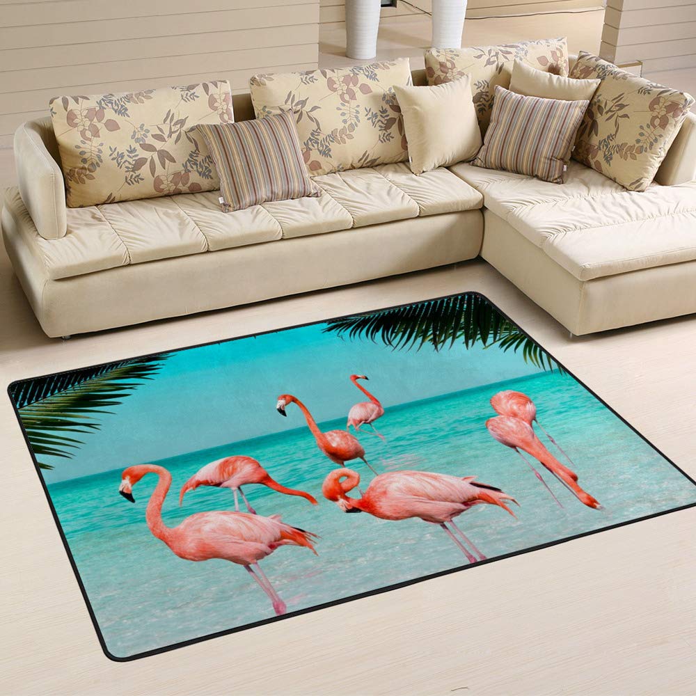 Tapis flamants roses bleu clair grand tapis salon chambre 60x39 inch