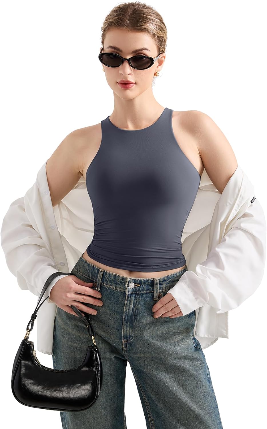 SUUKSESS Women High Neck Sleeveless Double Lined Summer Basic Crop Tank Tops - Image 5