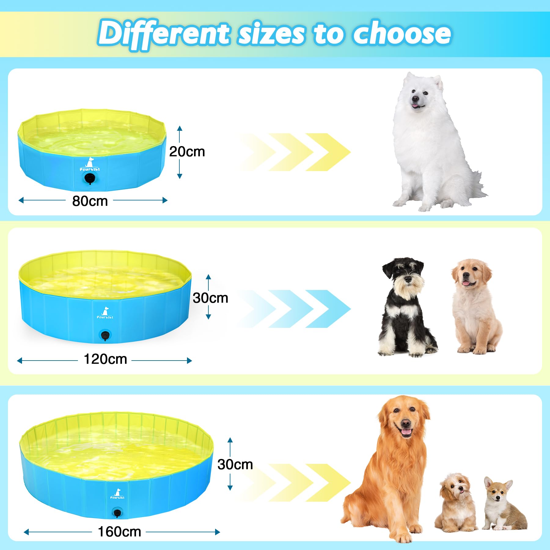 Pourbibi Piscine pour Grands Chiens, Bassin De Baignade Pliable pour Chien, Pataugeoire pour Chien, Baignoire PVC Portable pour Chien, Piscine pour Chiens Grands Et Petits, 160 X 30 Cm