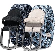 Fabio Valenti Mens Belt, Stretch Canvas Fabric Woven Elastic Multicolored Braided Belts for Golf Casual Pants