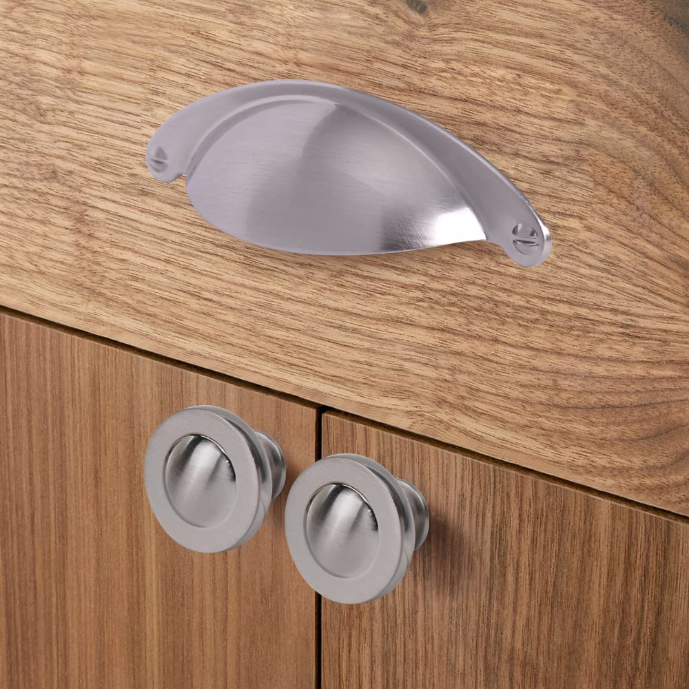 Round Brushed Nickel Cabinet Knob - 88323SN, 1-3/16 in (30 mm) — KHTUMEWARE