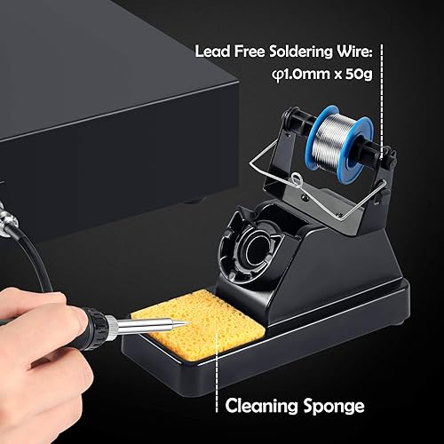 Miniatura 7 de Estación de soldador con extractor de humos, estación de soldadura de 80 W, soldador de 60 W, absorbente de humo, cable de soldadura, iluminación