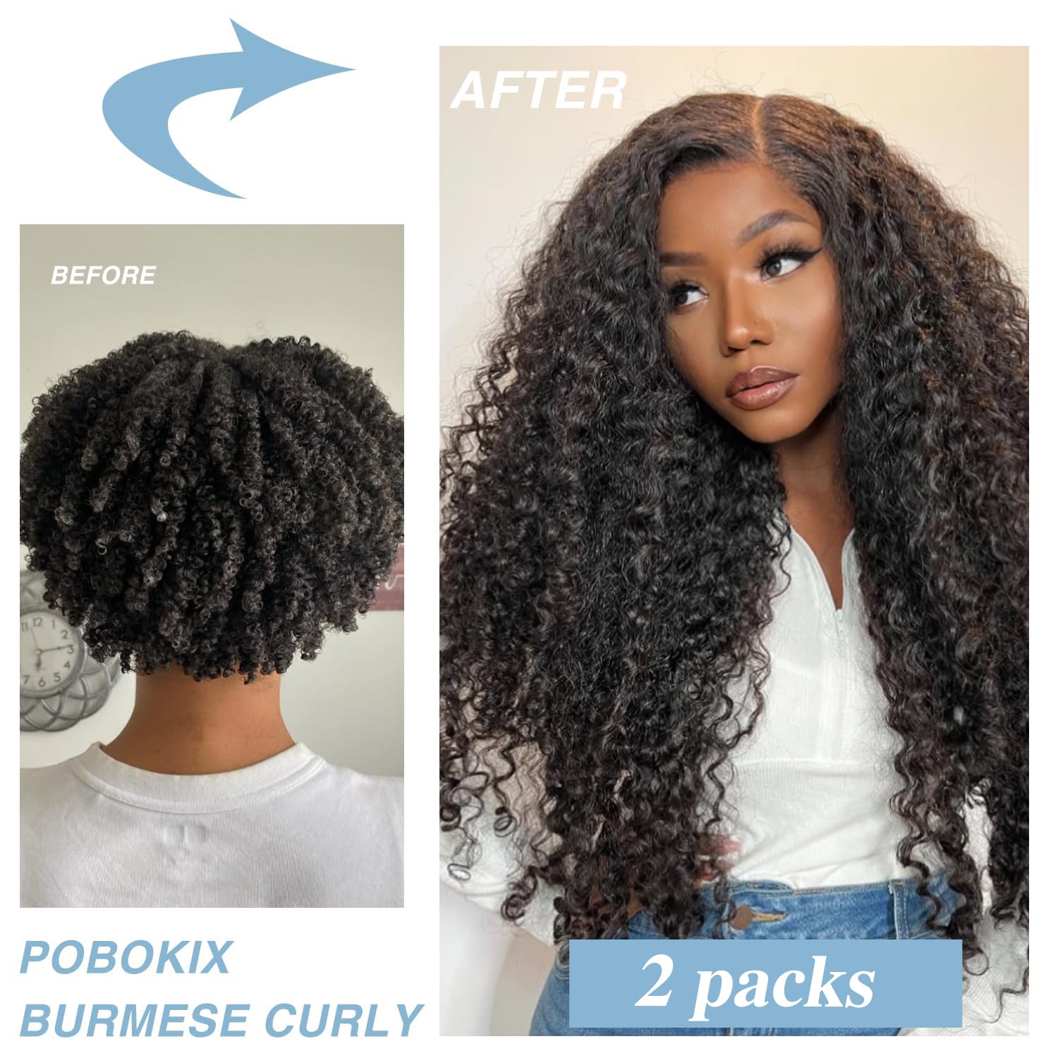 Burmese Curly Clip in Hair Extensions Real Human Hair, 8Pcs Remy Human Hair Clip in Extensions for Women, 100% Natural Soft Human Hair, 120g 12inch #1B Natural Black - Image 5