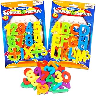 (2 Pack) Magnetic Learning Letters and Numbers, Total 52 Piece Set