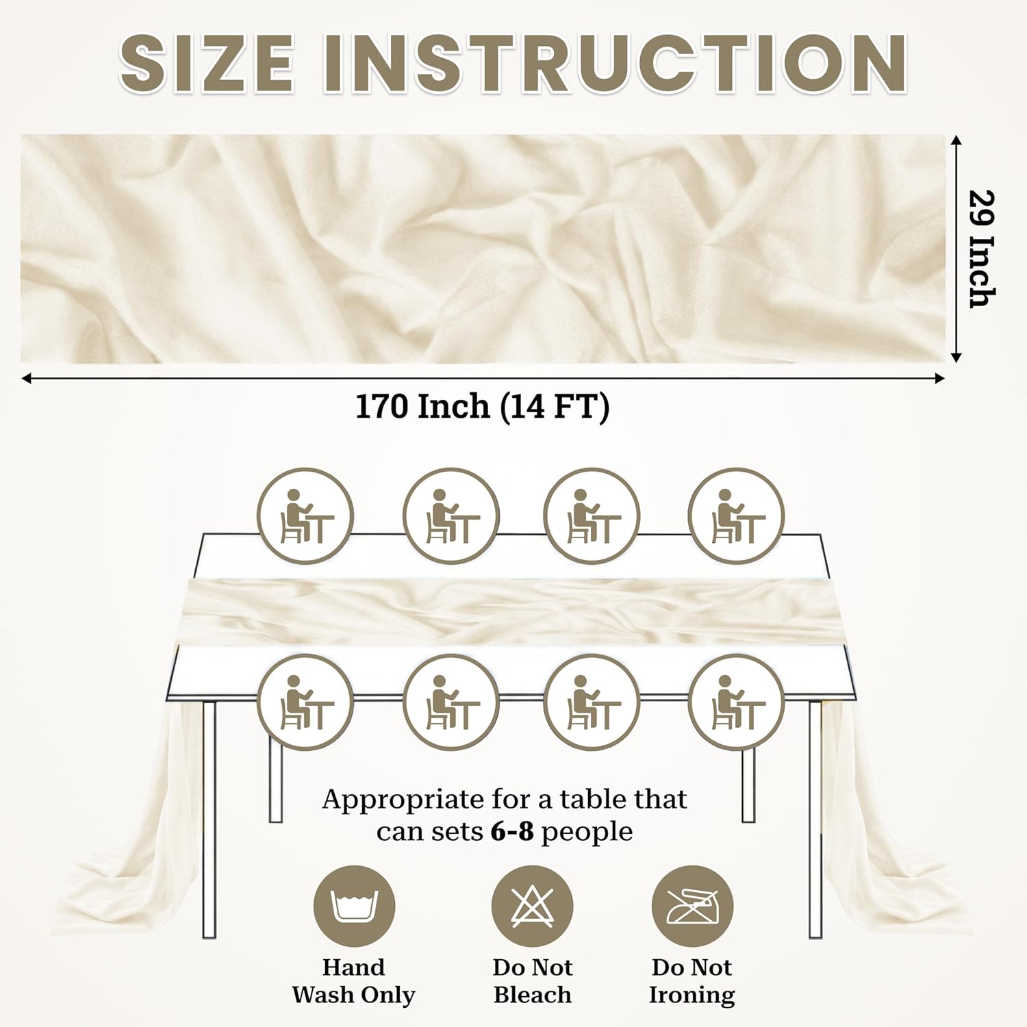 MDS 10 Pack 14ft Chiffon Table Runner 29 x170 Inches Sheer Wedding Runner Romantic Rustic Table Runner for Wedding Decorations, Birthday Parties, Bridal Shower Party Arch Decor - Ivory