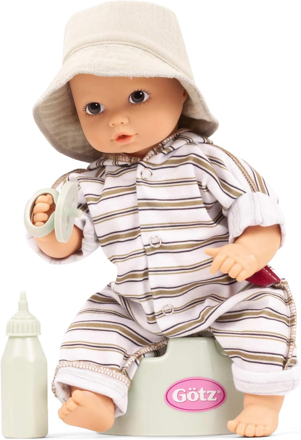 Gotz 2453054 Aquini Girl Urban Stripes - 13" Tall Bath Baby Doll Without Hair and Brown Painted Eyes