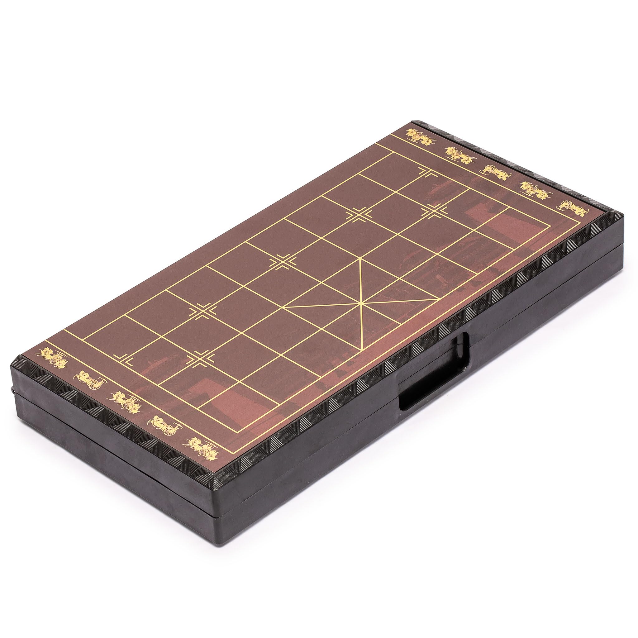 Yellow Mountain Imports Duże chińskie szachy (Xiangqi) magnetyczny zestaw podróżny (37 cm) z czarnymi pionkami