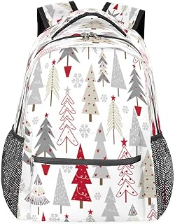 Mochilas para meninos e meninas árvore de Natal mochila para laptop, mochila escolar com vários bolsos, floco de neve com alça de ombro ajustável para viagens, caminhadas, acampamento, Multi, Medium