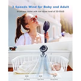 Coohea Stroller Fan Clip on for Baby, 4000mAh Rechargeable Battery Operated, Flexible Tripod, 3 Wind Speed, 360 Rotatable, Small Cooling Portable Fan for Car Seat Crib Golf Cart, Navy Blue