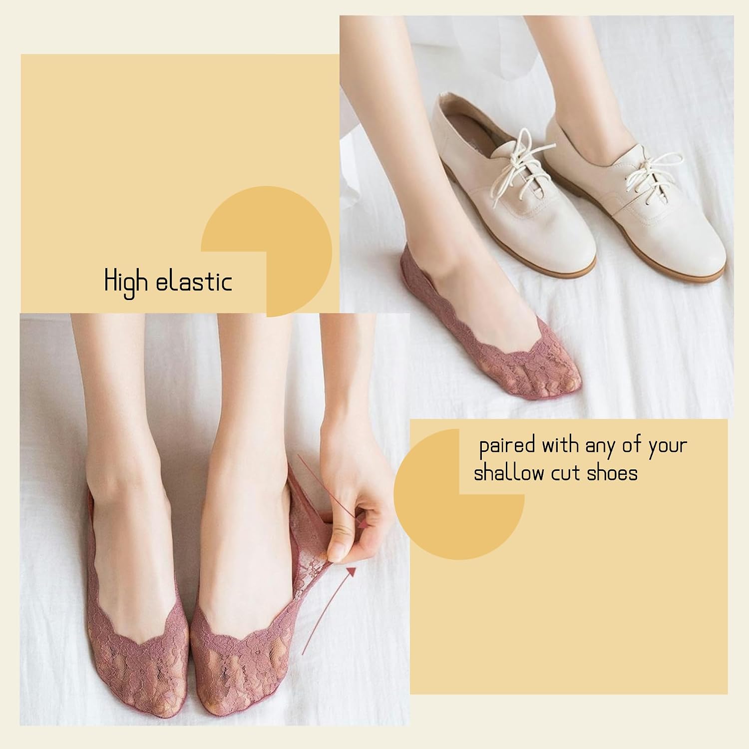 Women's No Show Socks - Comfortable Low Cut, Lace Breathable Invisible And Sexy Cute Socks