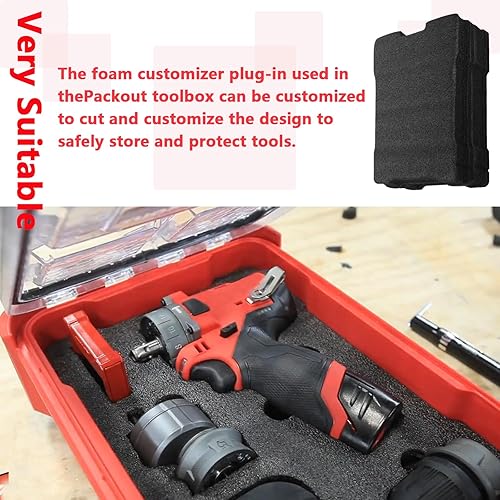 Miniatura 2 de Packout - Inserto de espuma 48-22-8435 se adapta a Milwauke Foam Packout Insert y caja de herramientas de espuma (2 piezas)