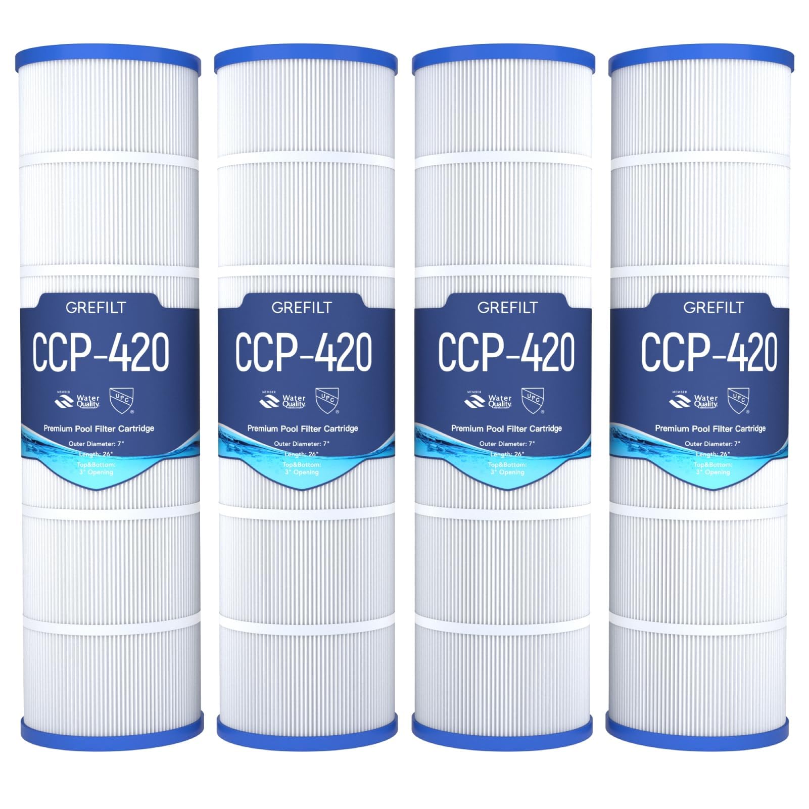 CCP420 Pool Filter Cartridges, Compatible with Pentair Clean & Clear Plus 420, Replaces Pentair R173576, Pleatco PCC105-PAK4, 4-Pack, 420 sq.ft