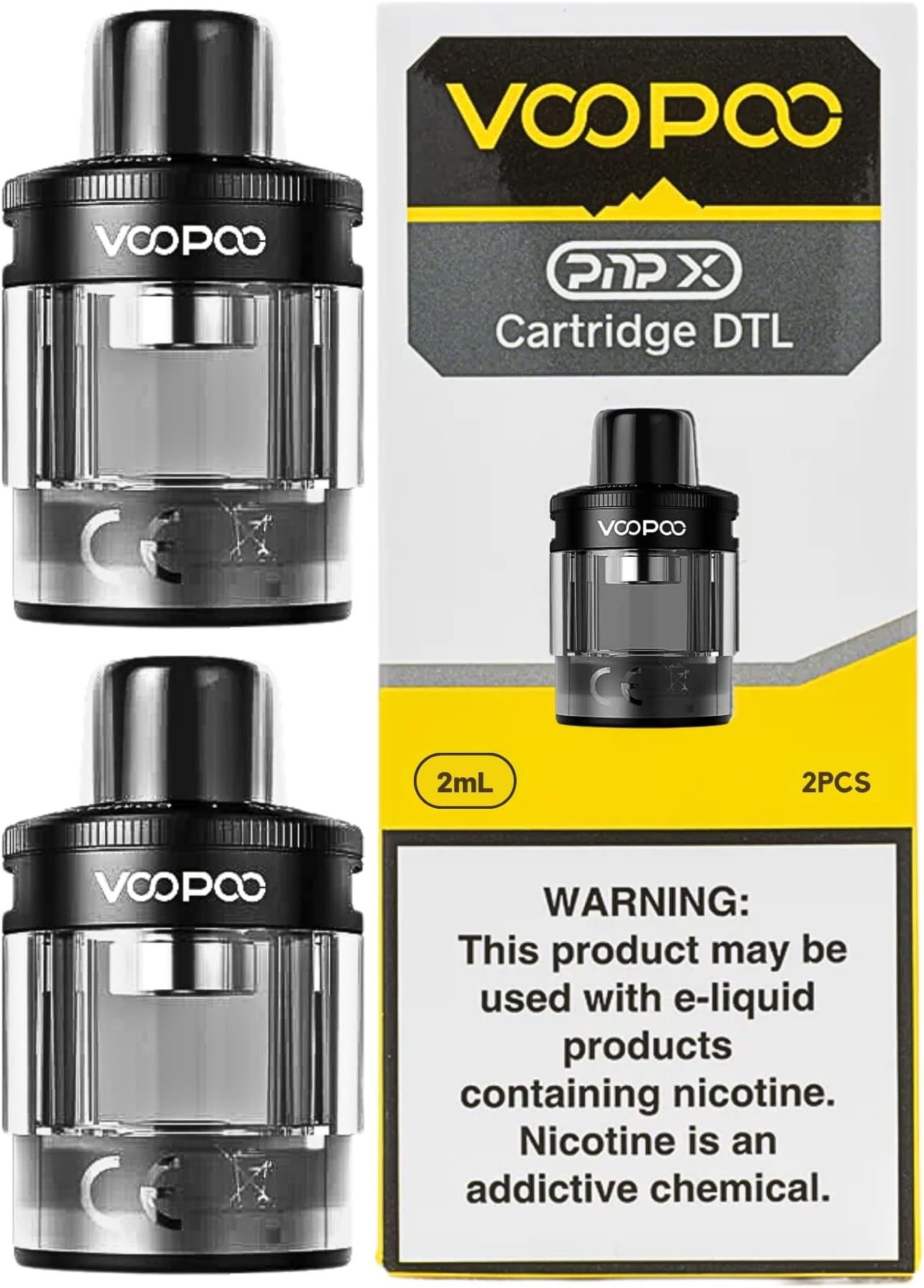 Voopoo PNP X Replacement Pod [DTL] - 2 Pack - DTL Vaping, Leakproof, Using PNP X Coils, 360° Airflow Control, No Nicotine (Black)