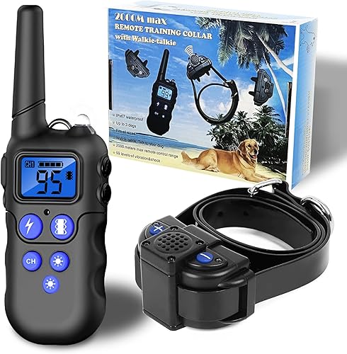 Collar de entrenamiento para perros, collar de perro de larga distancia de 2680 pies con control remoto, collar de choque con iluminación fría y 3