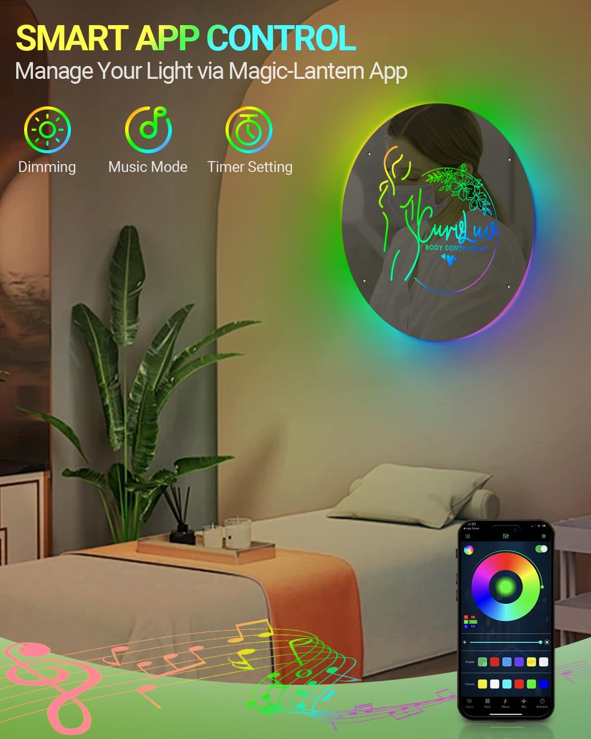 Custom Light up Mirror Sign for Business,Large Personalized Logo Mirror Led Sign with Remote,Color Changing Customized Neon Sign for Company Wall Decor