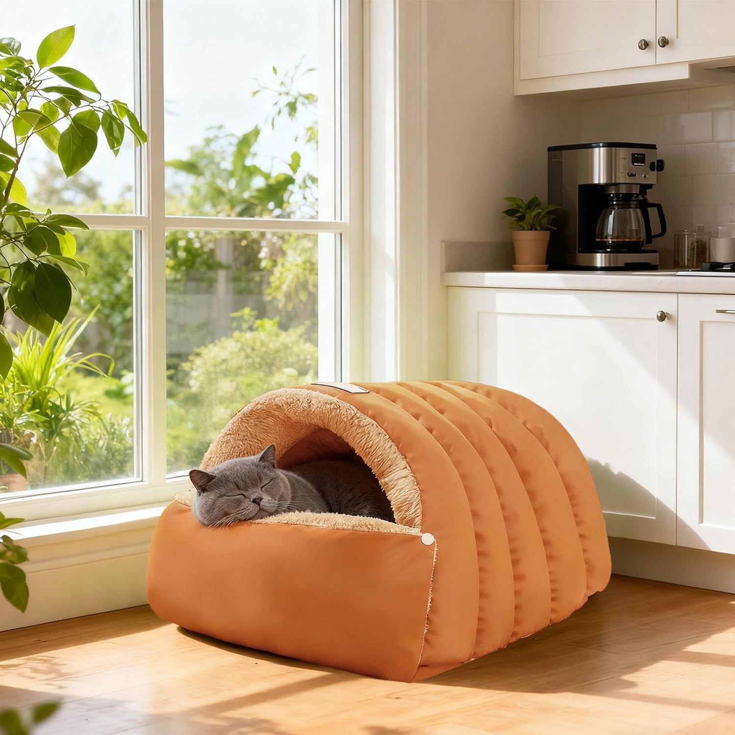 Dog Bed Semi Enclosed, Soft Pet Cave Sack, Comfortable Puppy Kitten Sleeping House, Indoor Outdoor Pet Shelter