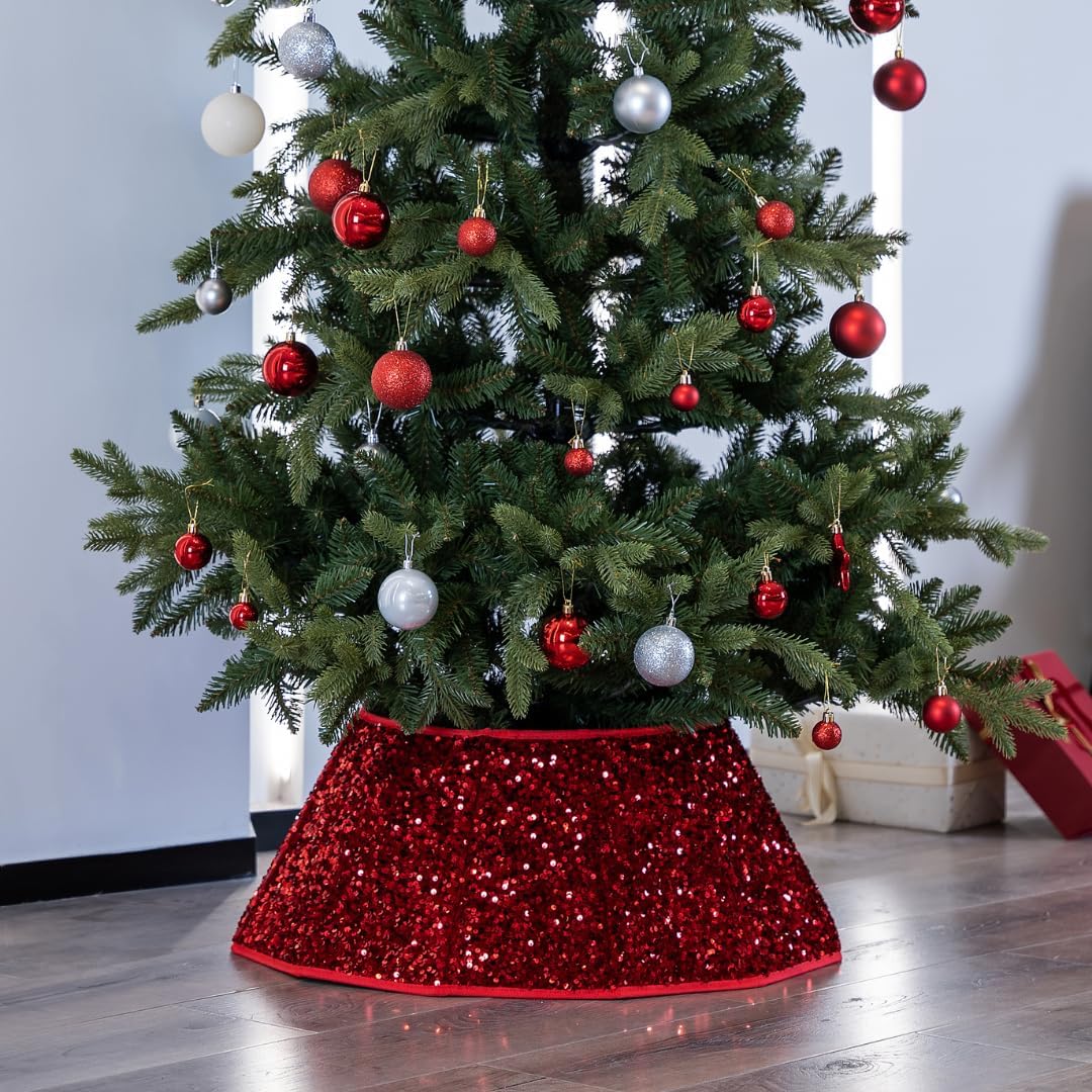Christmas Tree Skirt Red Sequin Tree Skirt
