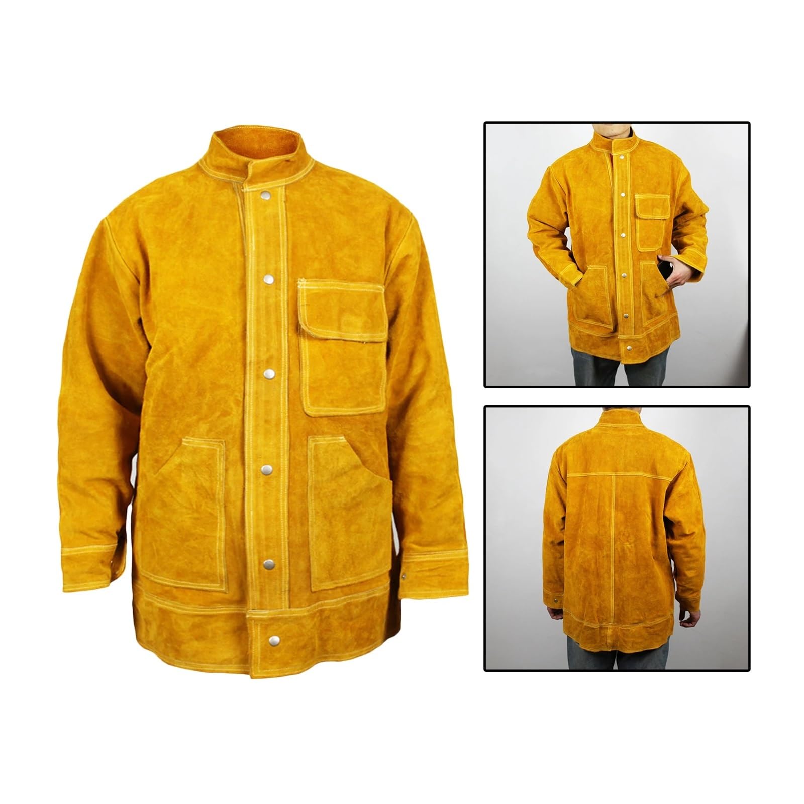 Chaqueta de Soldadura de Verano Camisas Ropa de Cuero Resistente al Fuego(XXXL)