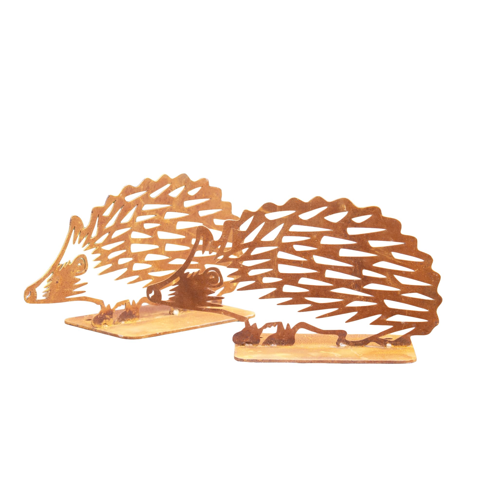 Darthome Brown Set Of 2 Rusty Hedgehog Ornaments 19X10x10cm Mild Steel Woodland Animal Garden Figurines