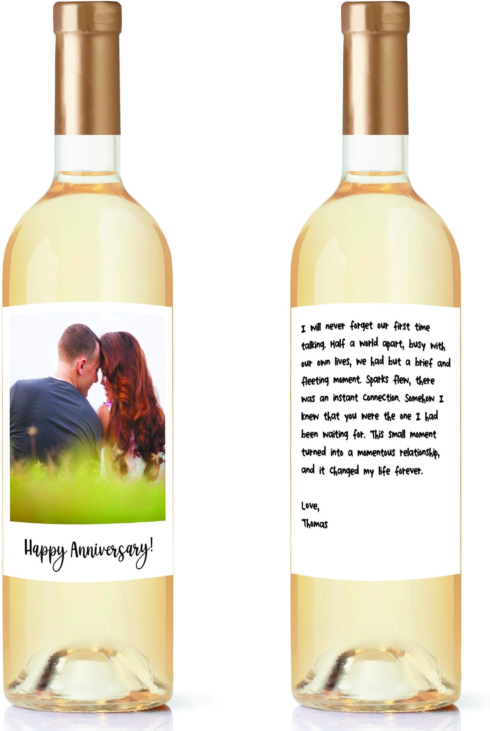 Custom Wine Label Unique Gift - Wine Bottle Labels Set of 2 Waterproof Personalized Wine Sticker for Wedding, Engagement, Anniversary, Birthday, Baby Shower, Bridal Shower Gift with Custom Text