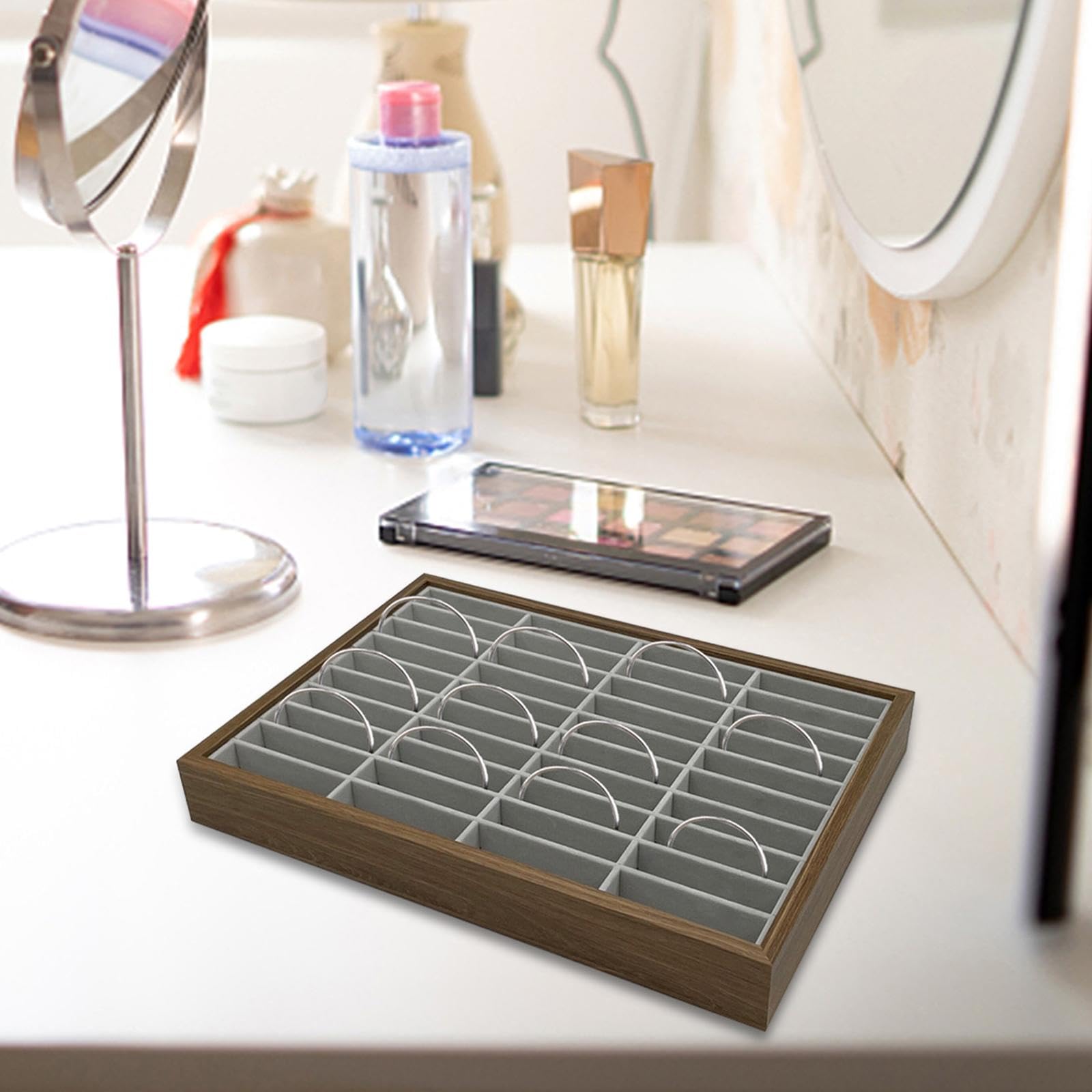 APLVFFZH Wood Bangle Display Tray 40 Slot Display Tray