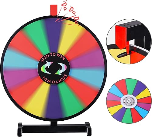 Miniatura 7 de WinSpin juego giratorio tablero redondo de 18 pulgadas rueda colorida con 14 posiciones con premios editables marcadores