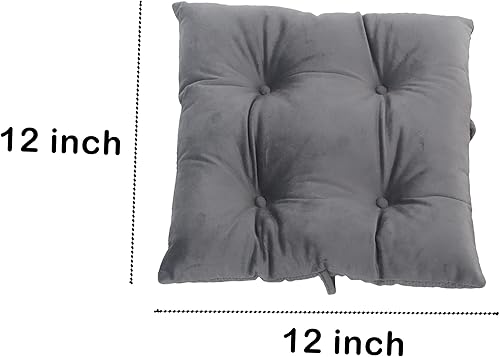 Miniatura 4 de Augld Paquete de 2 cojines para taburetes de bar pequeños con lazos, cuadrados, color gris, 12 x 12 pulgadas