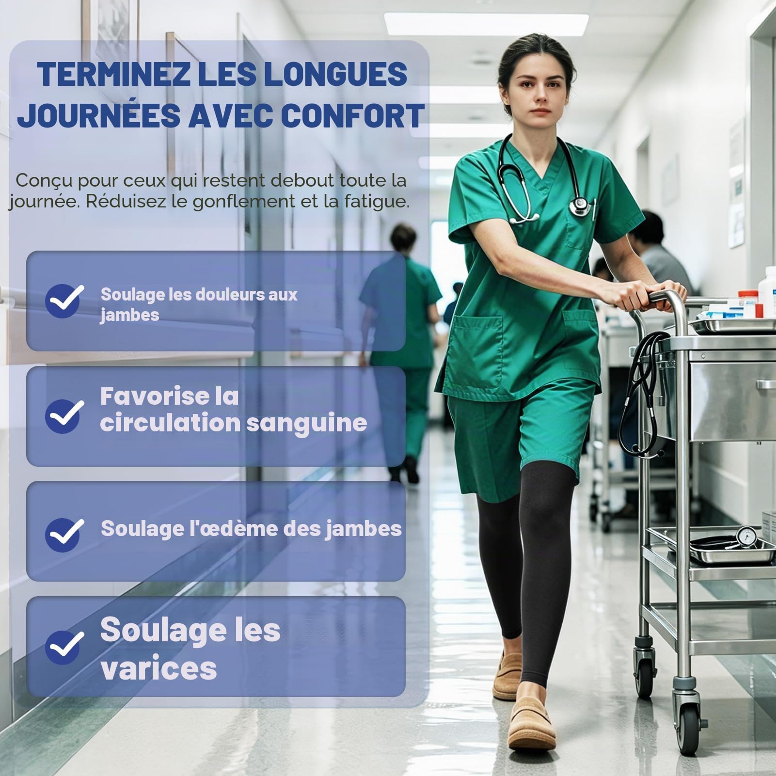 Beister Collant de Contention Femme & Homme Sans Pied Longues, 20-30mmhg Bas de Contention Classe 2 Médicale Soutien Graduel Chaussette de Contention, Pantalons serrés pour Les varices, l'œdème